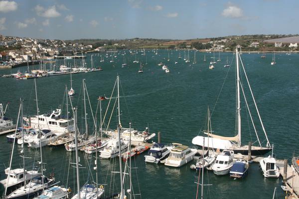The view over Falmouth harbour from the National Maritime Museum.