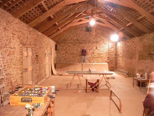 The interior of the barn.
