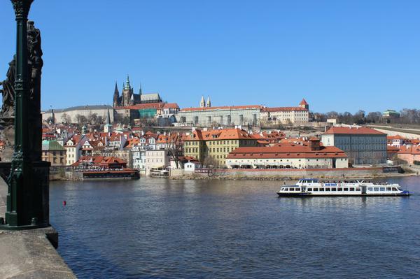 A view of the old town and palace from Charles bridge.
