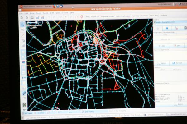At the end of the weekend a group of Open Street Map enthusiasts (me included) added all the red and green GPS tracks on this picture.