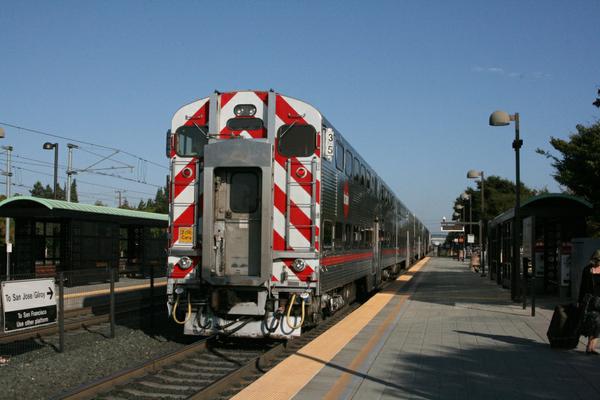 The Cal-Train is a double decker with amazingly low platforms compared to British trains.