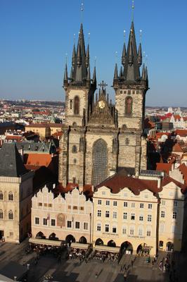The <a href='http://en.wikipedia.org/wiki/Church_of_Our_Lady_before_T%C3%BDn'>Church of Our Lady before T&#xfd;n</a> is the burial place of astronomer Tycho Brahe.
